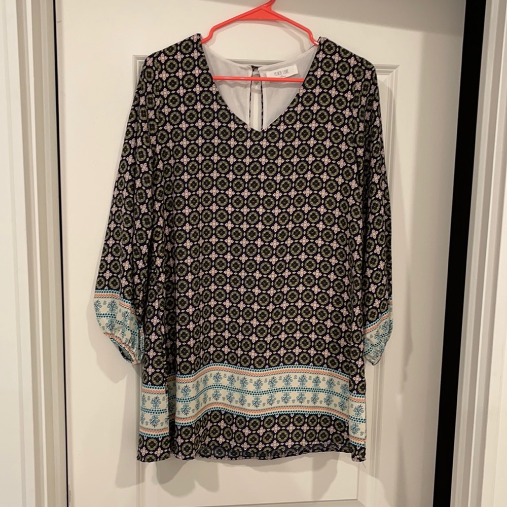 Peach Love California Navy Patterned Dress